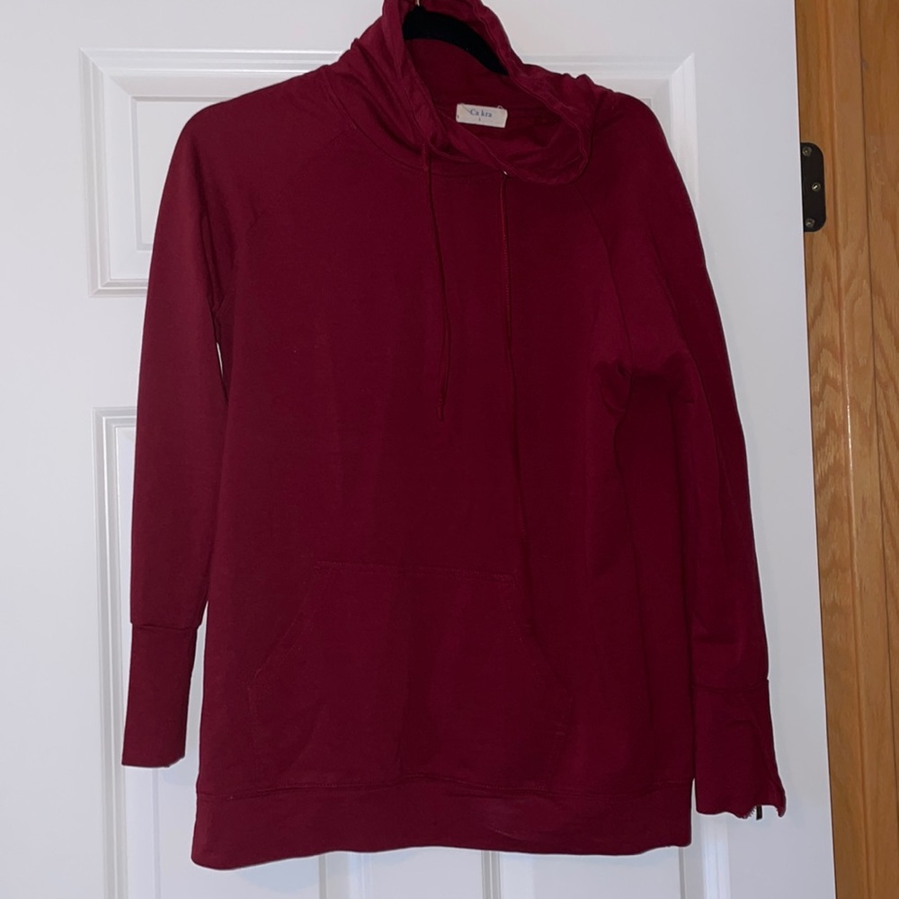 Zipper Cowl Neck Tunic